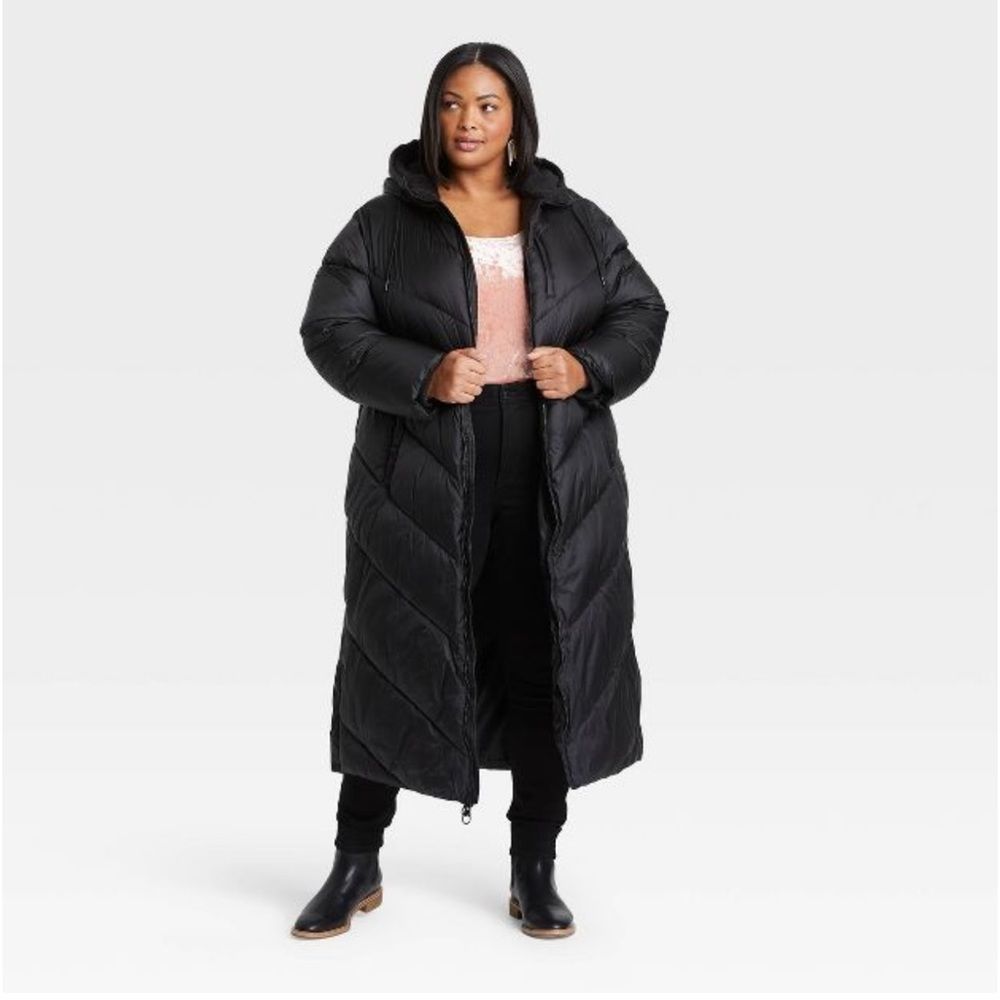 Women's Plus Size Long Puffer Jacket Water Resistant - Ava & Viv